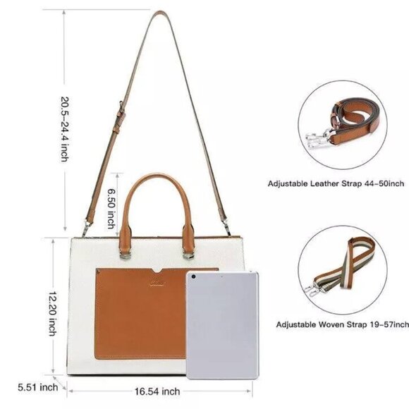 Briefcase for Women Leather Laptop 15.6 Inch Business Ladies Work Computer Tote - Picture 4 of 4